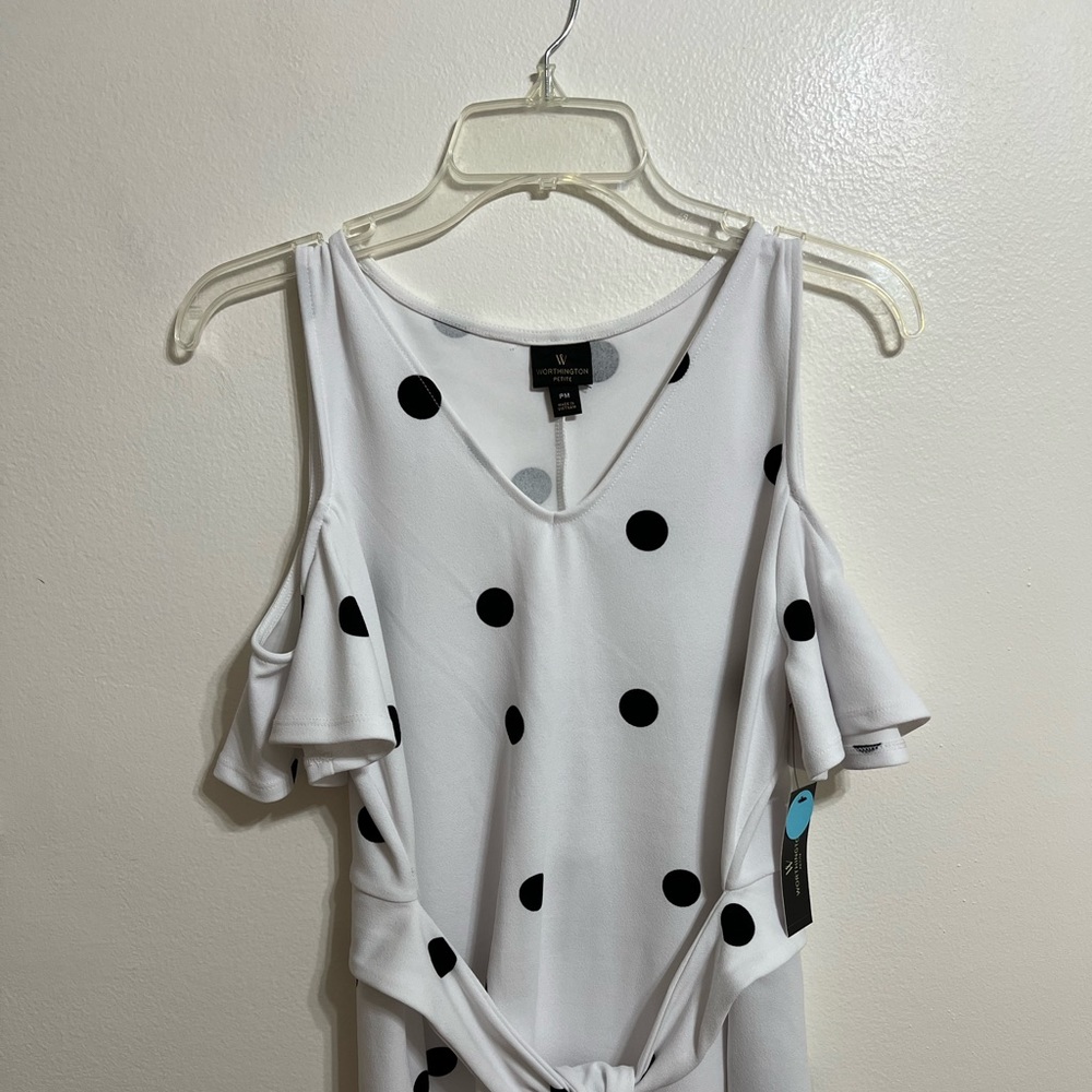 Worthington Black and White Dot Petite Medium
